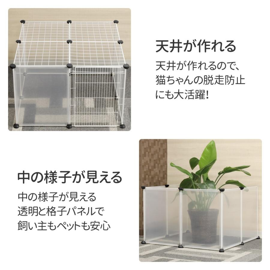 ペットフェンス ドア付き 12枚 透明 格子 扉 犬用 室内 ペットゲート