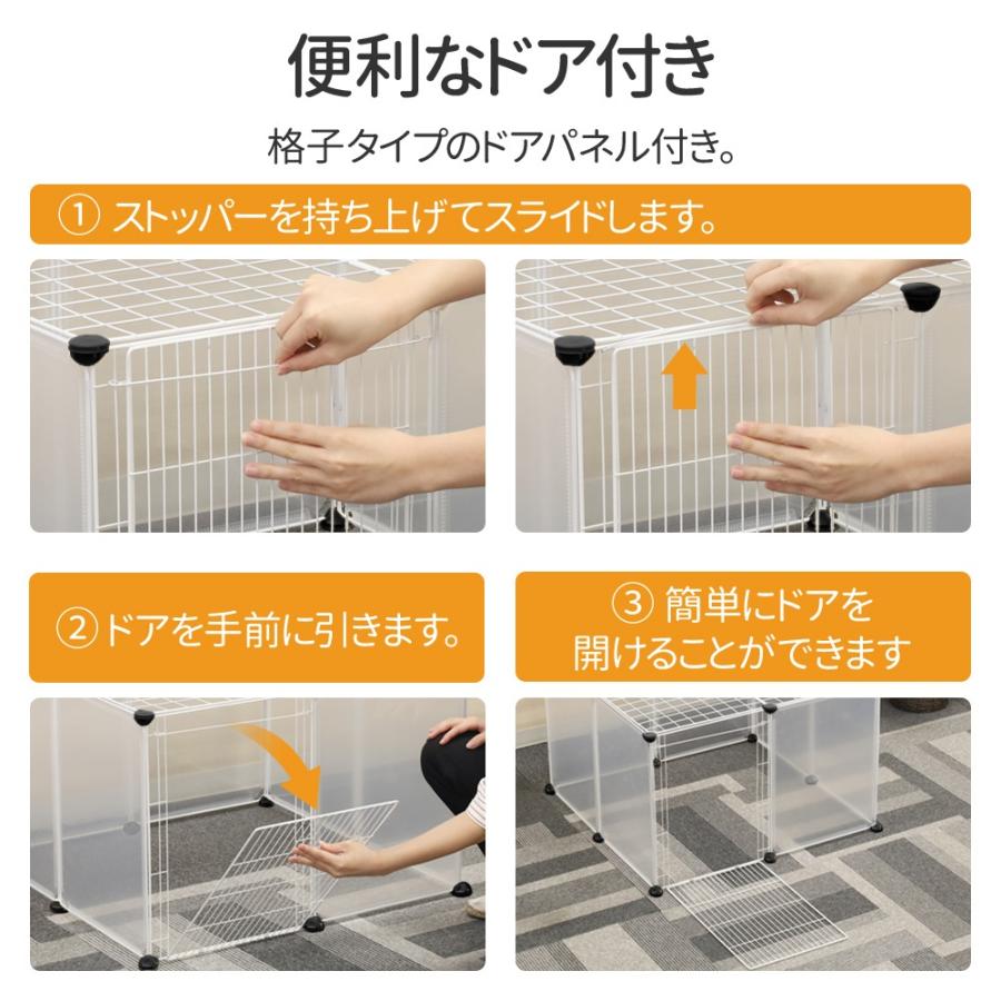 ペットフェンス ドア付き 12枚 透明 格子 扉 犬用 室内 ペットゲート