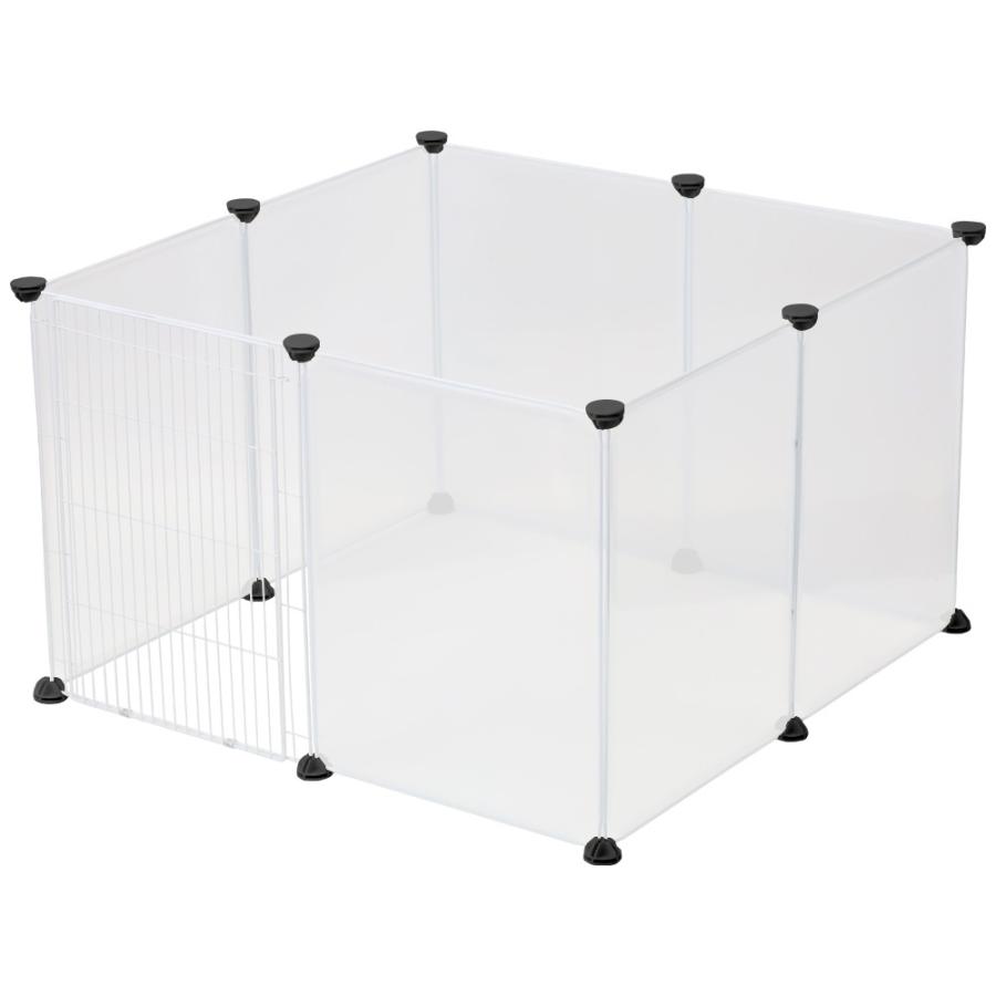 ペットフェンス ドア付き 12枚 透明 格子 扉 犬用 室内 ペットゲート