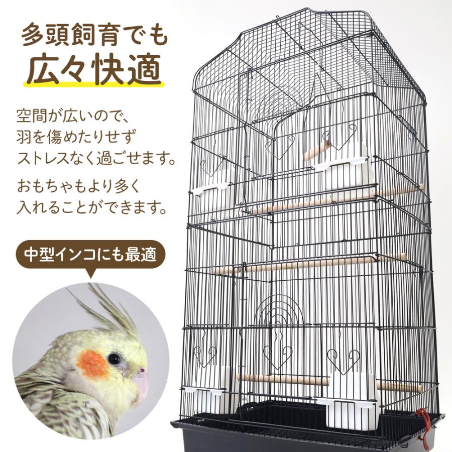 【全品クーポン＆5の日Pアップ】 鳥かご ケージ おしゃれ 大型 鳥籠 鳥小屋 バードケージ 底網 止まり木 鳥 庭 複数飼い セキセイインコ 小鳥  縦長 ペット