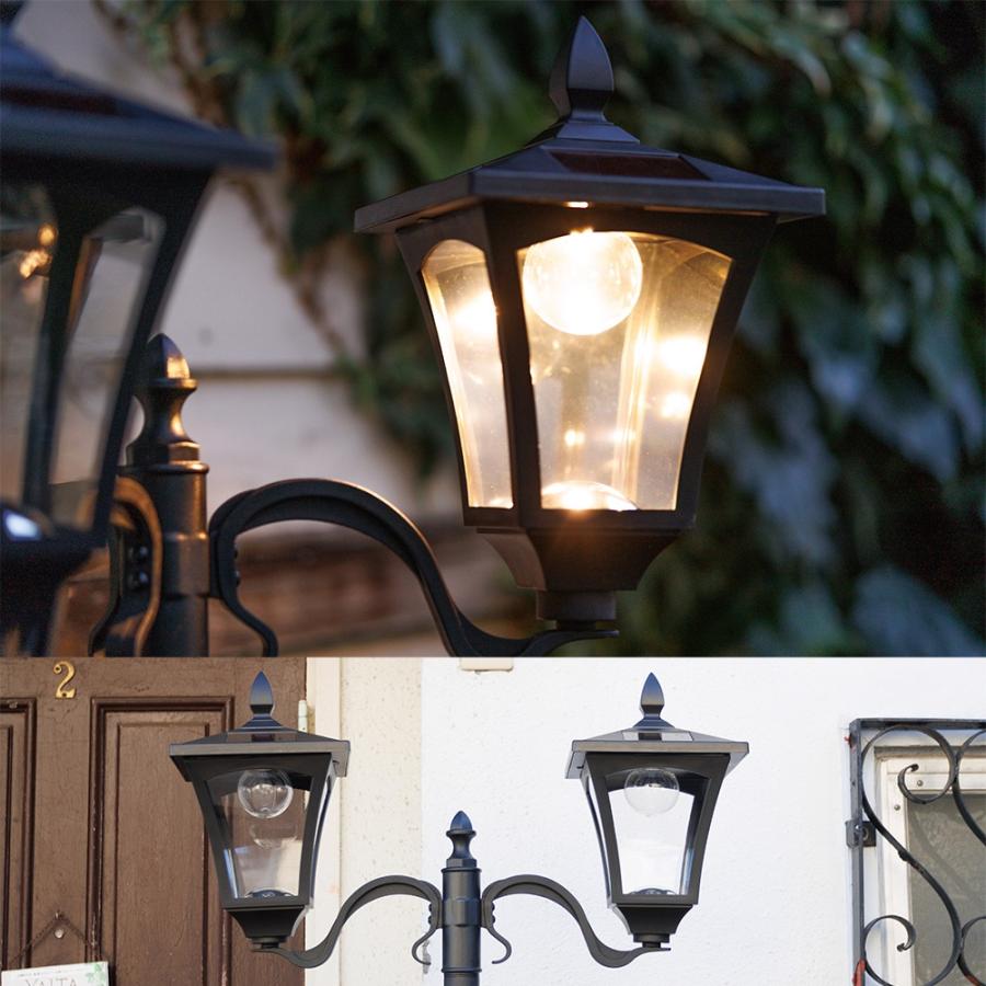 谷村実業 街灯 ポールライト ソーラーライト 2灯 植木鉢 鉢 付き 外灯