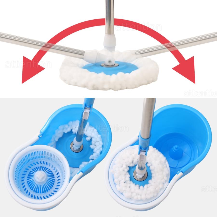 回転モップ 水拭き モップ フロアモップフローリング 床 拭き 掃除 床モップ 洗浄 脱水 絞り機 バケツ付 一層式 軽量 軽い スティック クリーナー｜attention8-25｜07