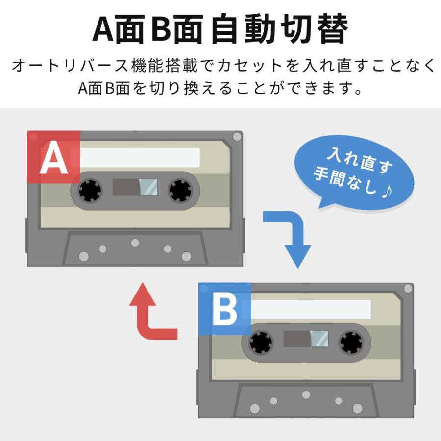 カセットプレーヤー ポータブルカセットプレーヤー オートリバース機能付き カセットテープ レトロ プレーヤー カセット 再生 テープオーディオ 乾電池 USB｜attention8-25｜03