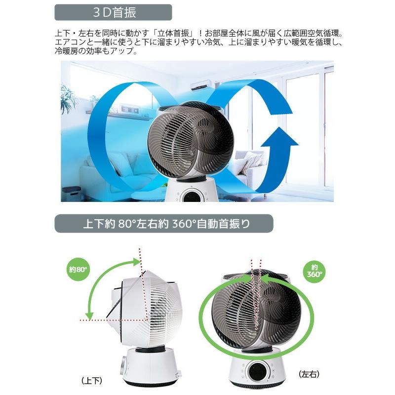 サーキュレーター 静音 扇風機 暖房 冷房 併用 換気 ACモーター 360度