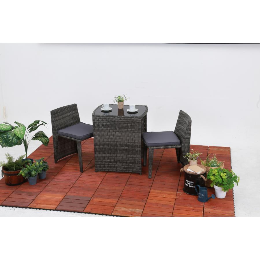 ガーデンテーブルセット ガーデンチェア 2脚 3点 ラタン調