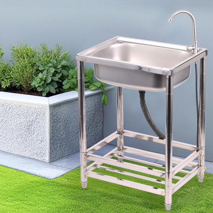 屋外 流し台 ステンレス シンク 蛇口付き 水栓付き ガーデンシンク キャンプ Amazon.co.jp: 屋外用ステンレス流し台 ガーデンシンク 水栓付き