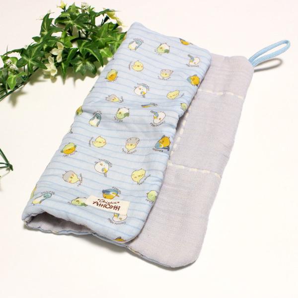 1801円以上送料無料】 ガーゼハンカチ ループ付 30cm 8重 シマエナガ  