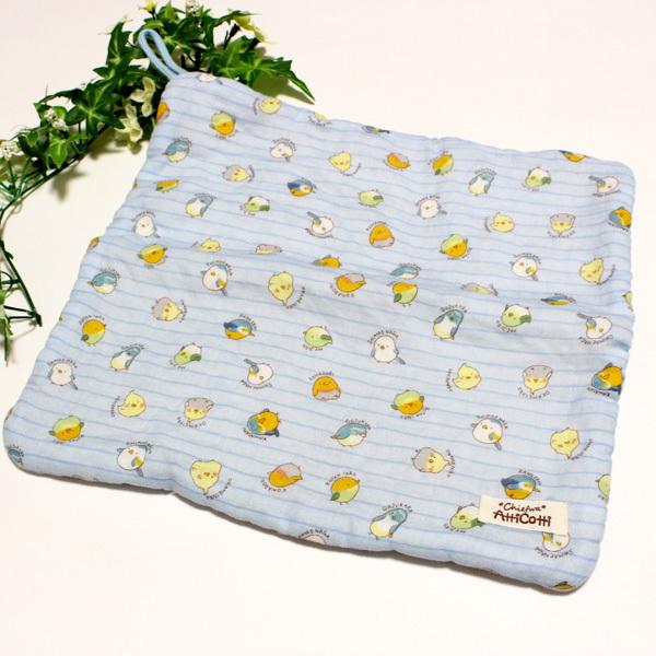 1801円以上送料無料】 ガーゼハンカチ ループ付 30cm 8重 シマエナガ  