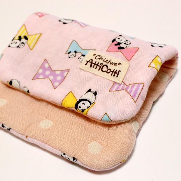 1801円以上送料無料】 ガーゼハンカチ 8重 パンダ リボン ぱんだ 動物 