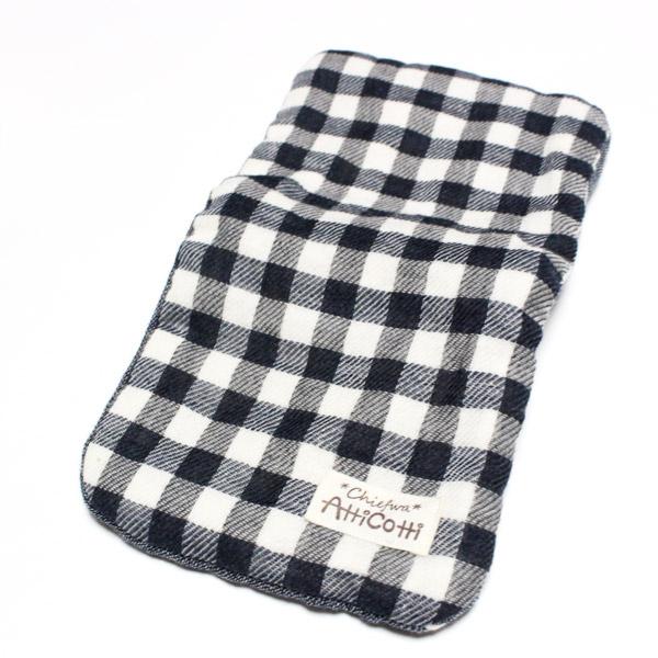 ガーゼハンカチ 8重 1cm ギンガムチェック ネイビー 【1801円以上送料