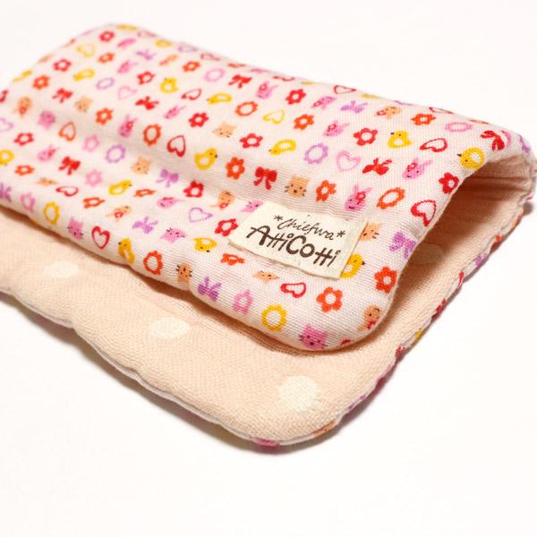 ガーゼハンカチ 8重ガーゼ プチハート リボン 【1801円以上送料無料  