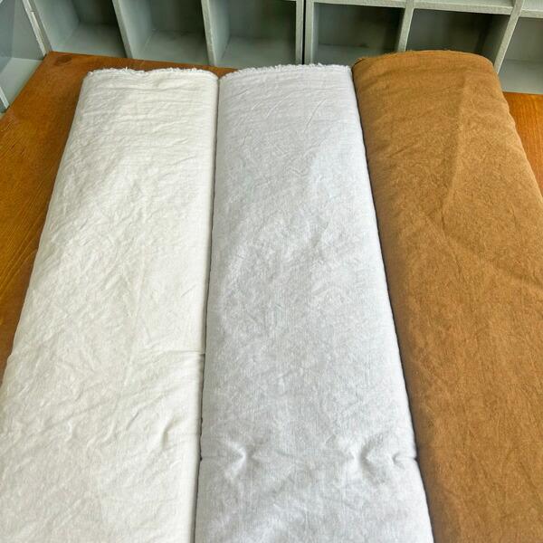 ●コットンリネン(綿麻)シーチング生地まるで繊維に空気が織り込まれているような 軽くてやわらかな風合いエアータンブラーワッシャー加工 | 