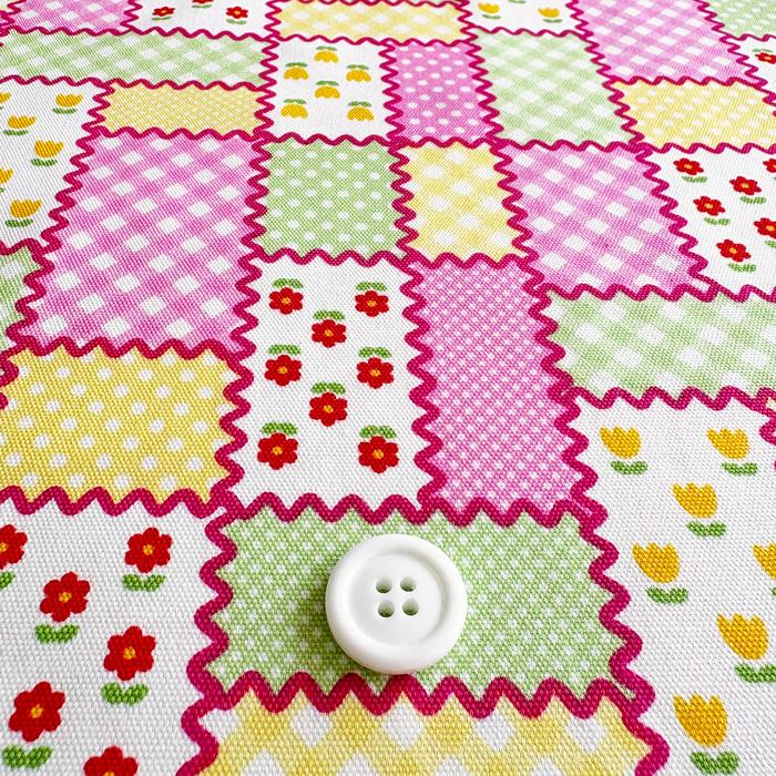 ○レトロパッチ柄生地/かわいいお花やチェック柄をパッチワーク風に