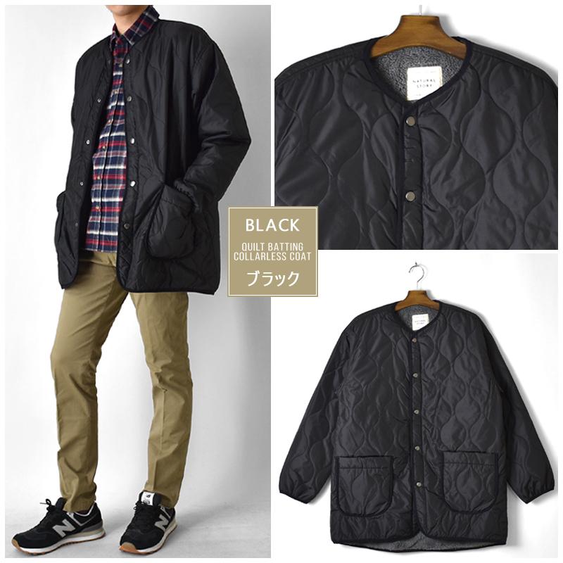 ウェーブキルト 中綿 ノーカラー コート キルティング ミリタリー 裏