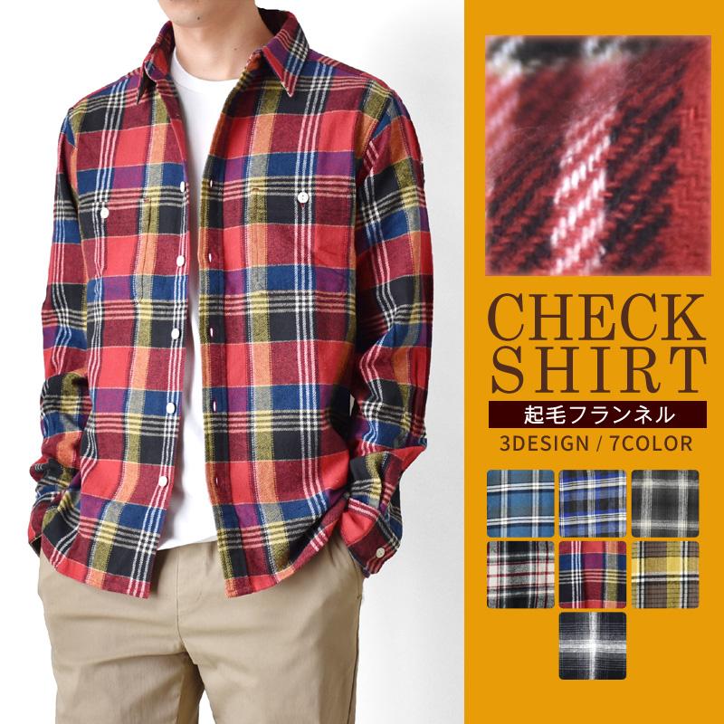 ネルシャツ チェックシャツ 長袖シャツ メンズファッション トップス