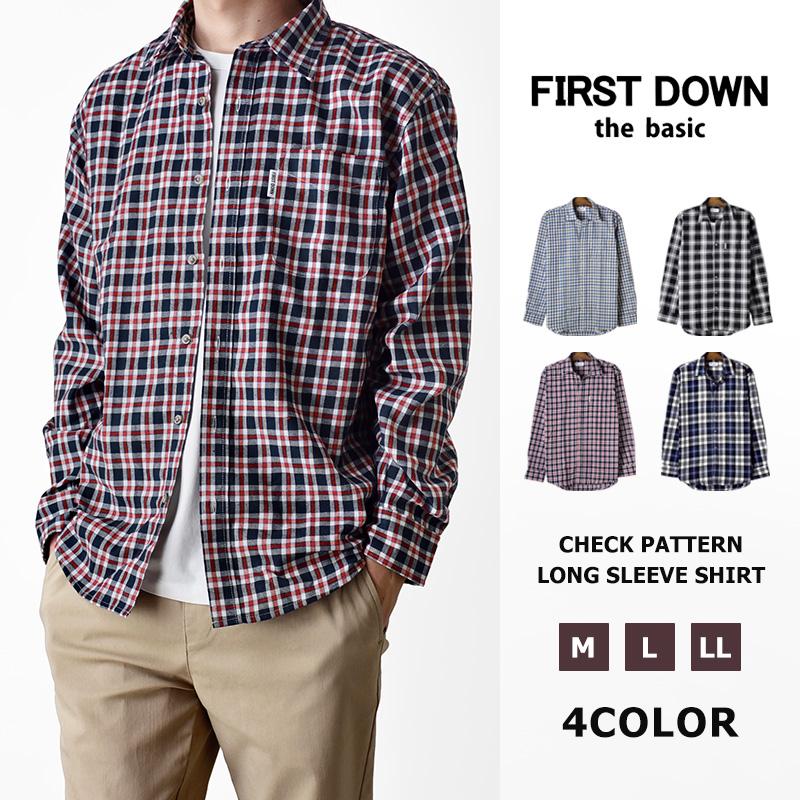 FIRST DOWN（ファーストダウン） チェックシャツ 長袖 メンズ シャツ