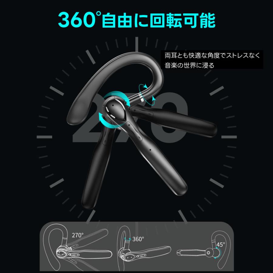 耳掛け型 ワイヤレスイヤホン Bluetooth 5.3 ノイズキャンセリング iPhone android Type-C 15h再生 片耳 i33 | ブランド登録なし | 02