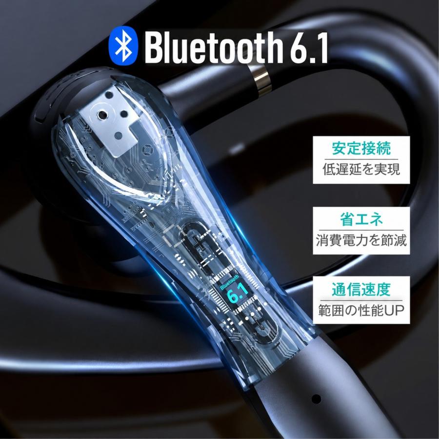 耳掛け型 ワイヤレスイヤホン Bluetooth 6.1 ノイズキャンセリング iPhone android Type-C 15h再生 片耳 i33 | ブランド登録なし | 09