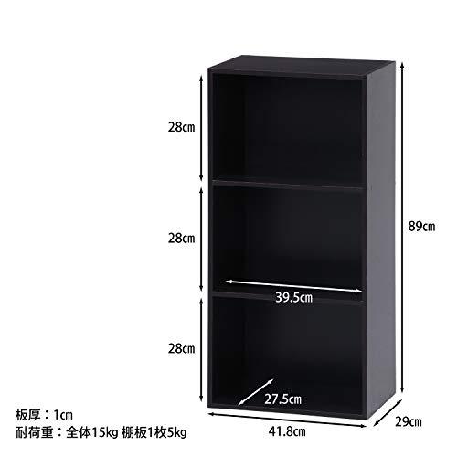 不二貿易 カラーボックス 3段 幅41.8×奥行29×高さ89cm ブラウン 収納ボックス｜attotalshop｜02