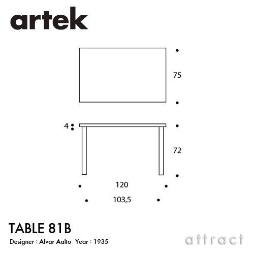 Artek アルテック TABLE 81B テーブル 120×75cm （厚み 4cm） バーチ材 天板 （ホワイトラミネート） 脚部 （クリアラッカー） デザイン：アルヴァ・アアルト｜attract-online｜06