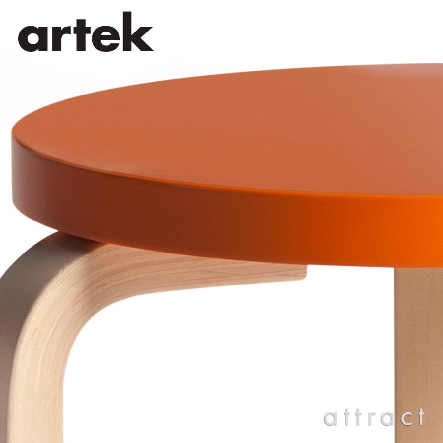 Artek アルテック STOOL 60 スツール 3本脚 バーチ材 座面（オレンジ） 脚部（クリアラッカー仕上げ） スタッキング可能 デザイン：アルヴァ・アアルト｜attract-online｜02