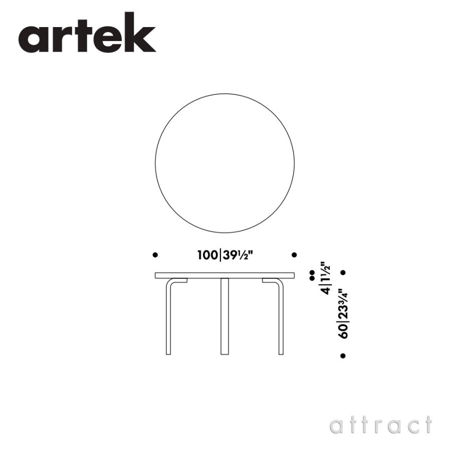 Artek アルテック TABLE 90A 子供用テーブル Φ100cm  高さ60cm バーチ材 天板 （ブラックリノリウム） 脚部 （クリアラッカー） デザイン：アルヴァ・アアルト｜attract-online｜03