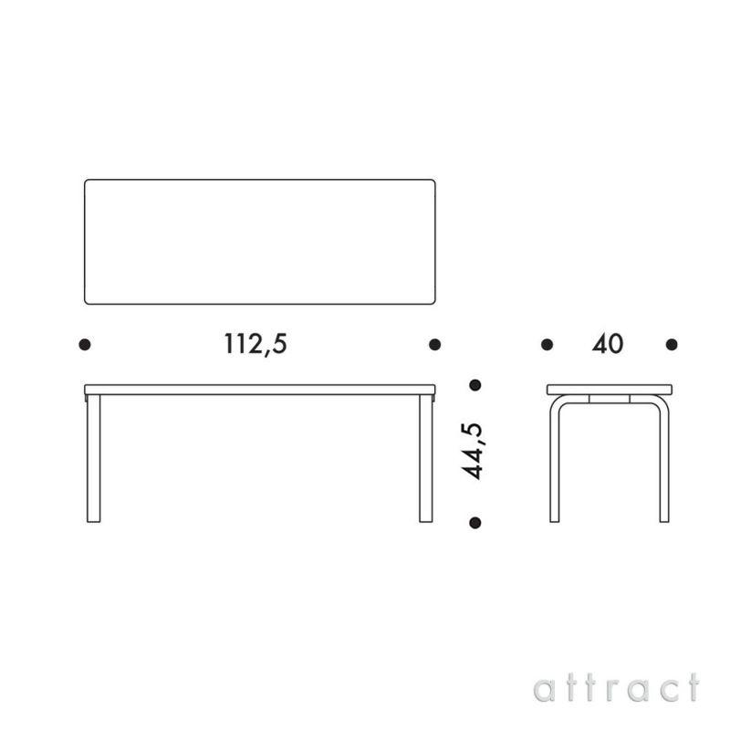 Artek アルテック BENCH 153A ベンチ 153A ソリッドトップ サイズ：112.5×40cm ブラックラッカー仕上げ バーチ材 デザイン：Alvar Aaltoの画像