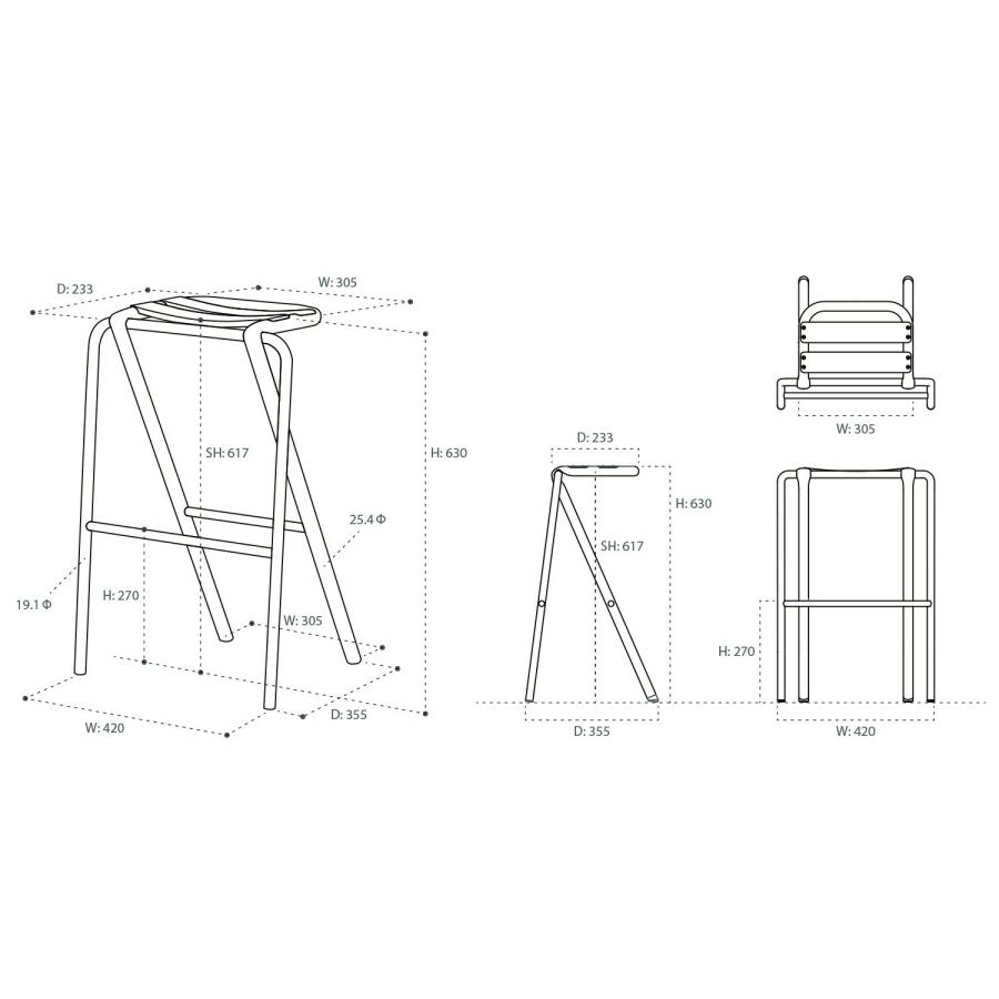 デュエンデ DUENDE ベント ハイスツール BENT HIGH STOOL DU0321 高さ：63cm カラー：2色 デザイン：岩元 航大_20