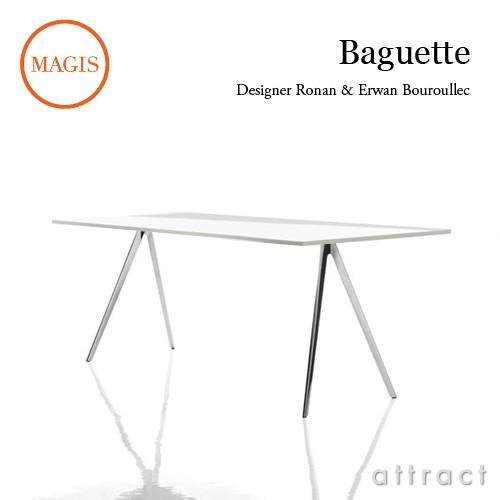 MAGIS マジス Baguette バゲット テーブル 160cm 天板：MDF ホワイト ベース：アルミポリッシュ仕上げ デザイン：ロナン＆エルワン・ブルレック
