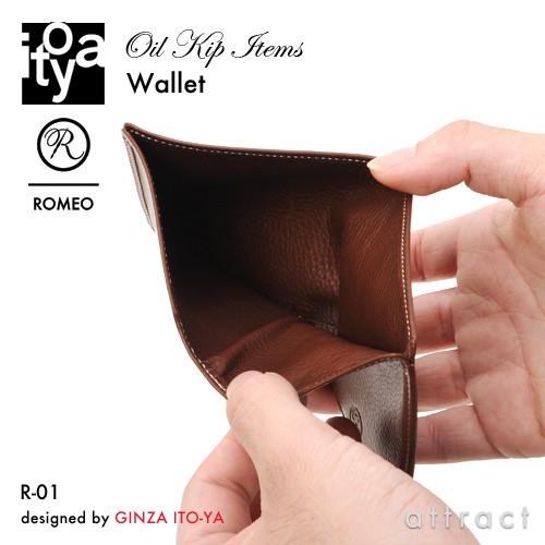 ITO-YA 銀座・伊東屋 イトーヤ ROMEO ロメオ R-01 Oil Kip Items オイルキップシリーズ Wallet ウォレット 2つ折り財布 札入れ カラー：ブラック、ブラウン｜attract-online｜03