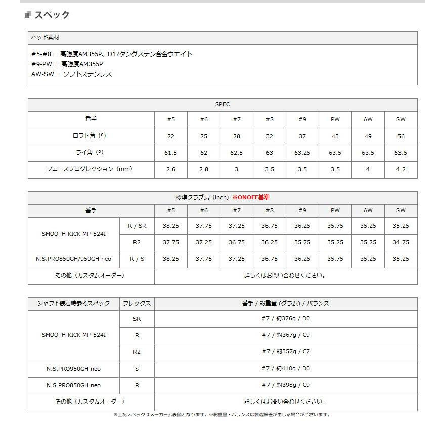 【カスタム】赤オノフ アイアン 2024年モデル 単品販売 (#5/AW/SW) N.S.PRO Zelos7 シャフト装着仕様｜attractgolf｜02