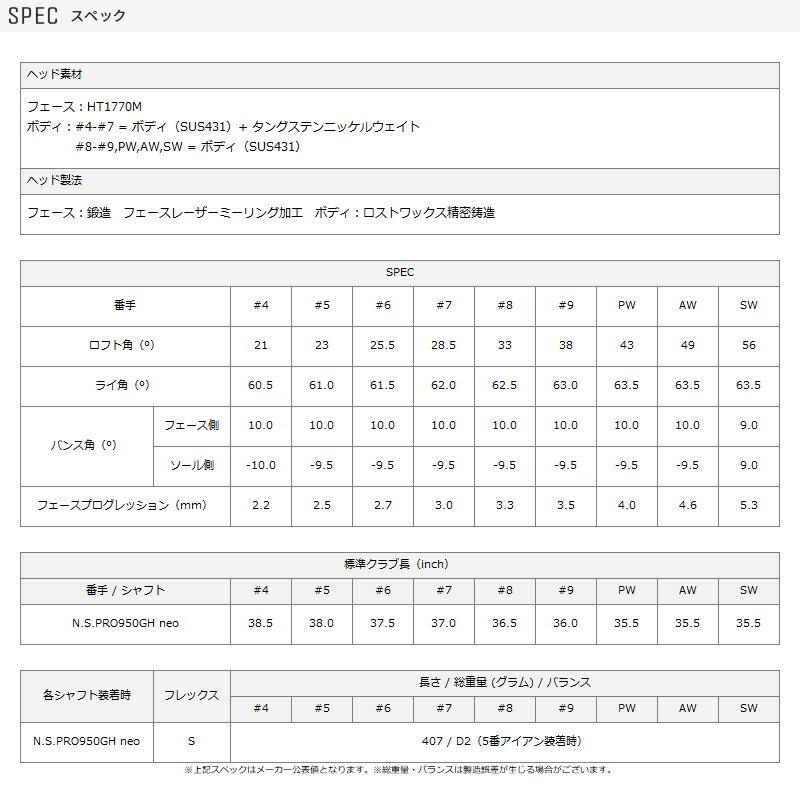 【クリアランス】スリクソン ZX4 アイアン 2021年モデル 単品販売（#4,AW,SW）NSプロ 950GH ネオ シャフト装着仕様 (SRIXON/N.S.PRO 950GH neo)｜attractgolf｜02