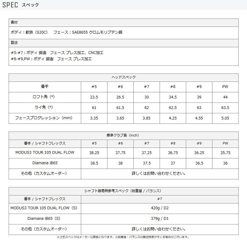 【受注生産】【正規品】 右打用 ブリヂストンゴルフ 258CBP アイアンセット 6本組 ダイナミックゴールド ミッド ツアーイシュー カスタムオーダー (2025)の画像