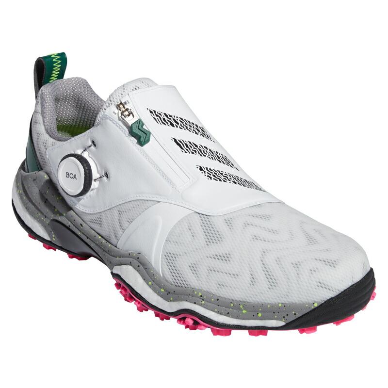 コードカオス ボア 新品 ゴルフシューズ 24.5㌢ ホワイト/シルバー グレー adidas（アディダス） 【即納】 コードカオス 25 ボア スパイクレス