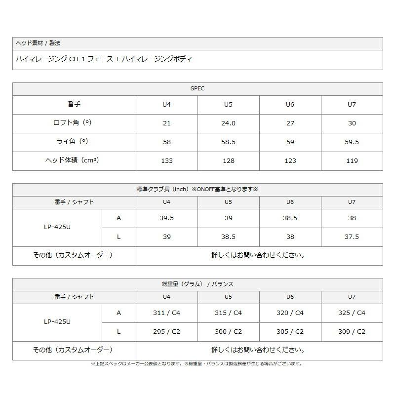 カスタム 女性用 オノフ ユーティリティ ウィングス レディ USTマミヤ アッタス MB-HY カーボンシャフト ONOFF LADY ATTAS MB-HY (2025)_1