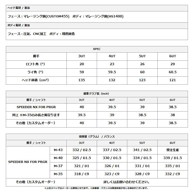 カスタム プロギア RS スピード ユーティリティ NSプロ モーダス3 ハイブリッド ゴースト カーボンシャフト PRGR RS SPEED N.S.PRO MODUS3 HYBRID GOSTの画像