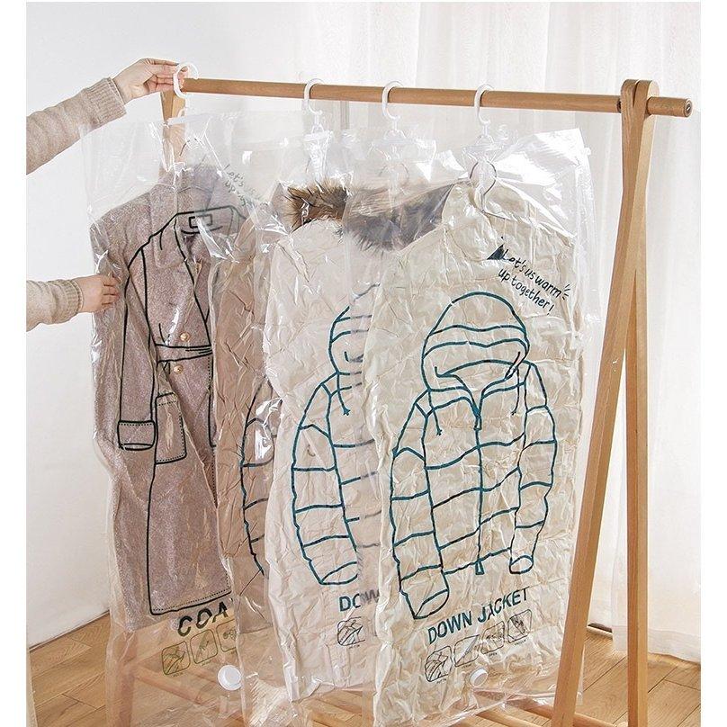 圧縮パック 大サイズ 5枚入り コート収納 ハンガー付き 圧縮袋 商品追加値下げ在庫復活 衣類用圧縮袋 旅行用品 オートバルブ式 湿気対策 収納 押し入れ オートロック