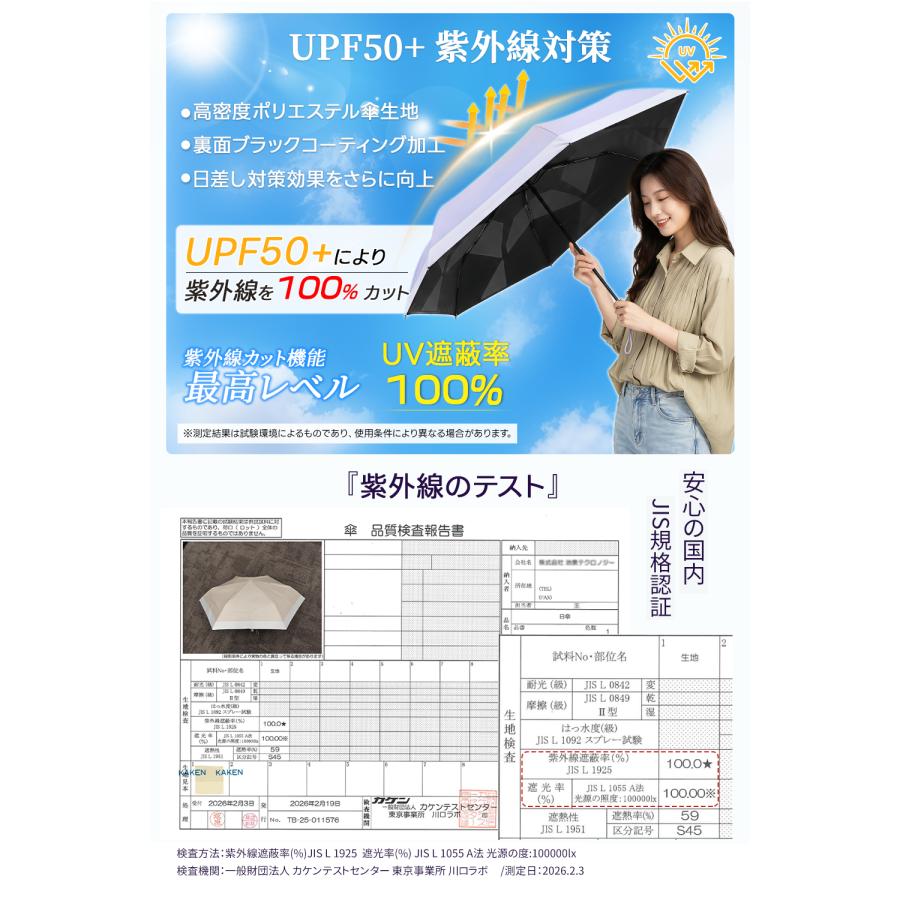 ＼皮膚科医師監修／ 日傘 折りたたみ 完全遮光 3秒たためる傘《永遠形状記憶》軽量 236g 新生活 自動開閉 折り畳み傘 6本骨 uvカット100% 紫外線対策 日焼け対策 |  | 21