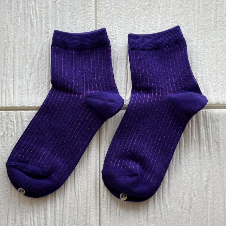 綿素材　ラメリブソックス　レディース　綿靴下　２足セット　おしゃれ　レビューを書いてクリックポスト送料無料 |  | 06