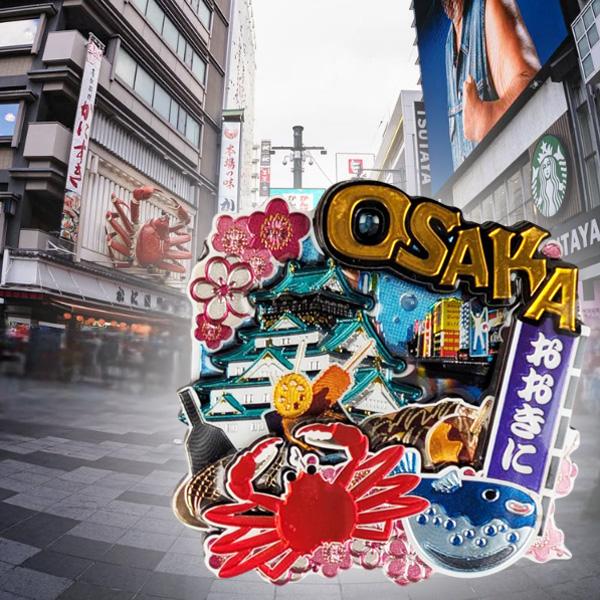 ご当地マグネット 大阪4 カニ・串カツ・タコ焼き・フグ・大阪城