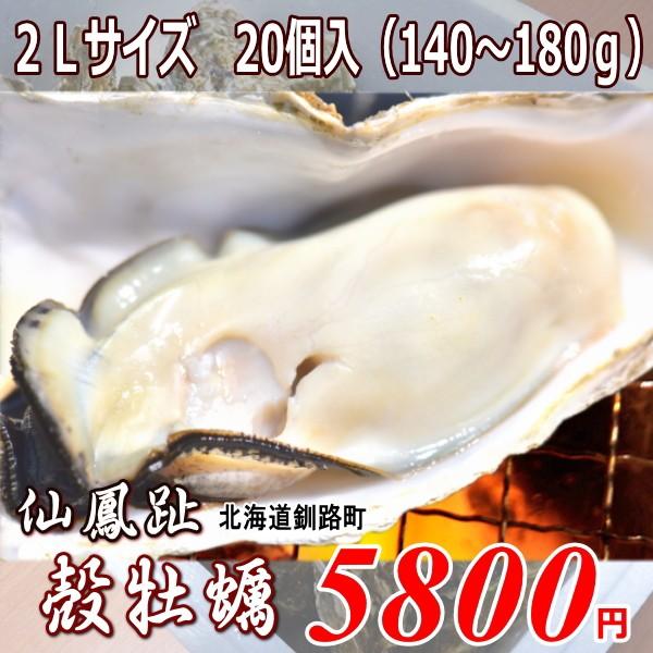 北海道仙鳳趾産・生牡蠣（カキ）２Lサイズ20個（殻付き　生食）/1個130〜180ｇ