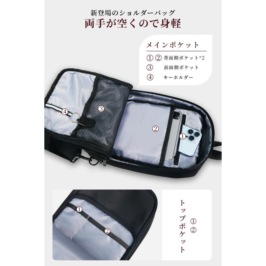 ［30%OFFクーポン対象・5のつく日P10倍］ボディバッグ メンズ ショルダーバッグ 軽量 薄型 大容量 肩掛けバッグ 斜めがけバッグ  斜めがけ iPad収納可能 通勤 |  | 06