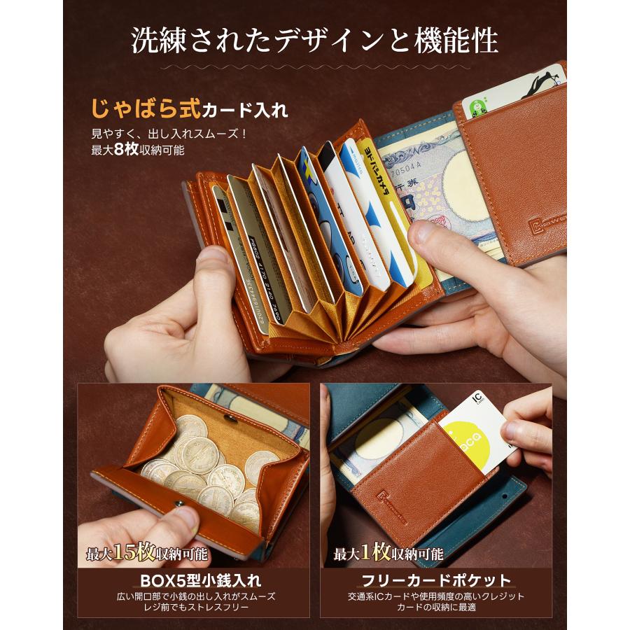 財布 メンズ 二つ折り 本革 プエブロレザー 大容量 薄型 コンパクト