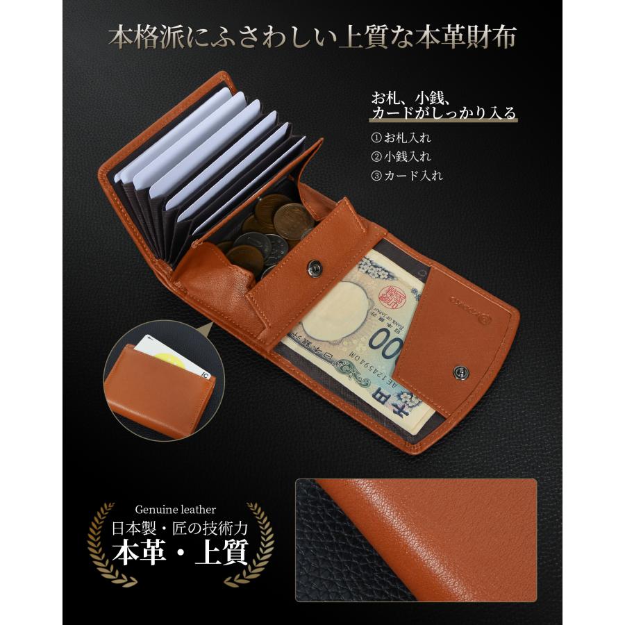 爆買 Modiko 財布 メンズ 三つ折り 本革 ミニ財布 コンパクト ボックス