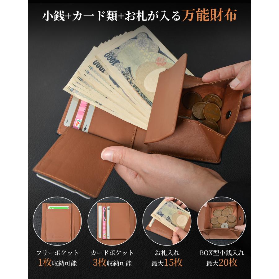 Modiko 財布 メンズ 二つ折り 本革 栃木レザー ミニ財布 コンパクト