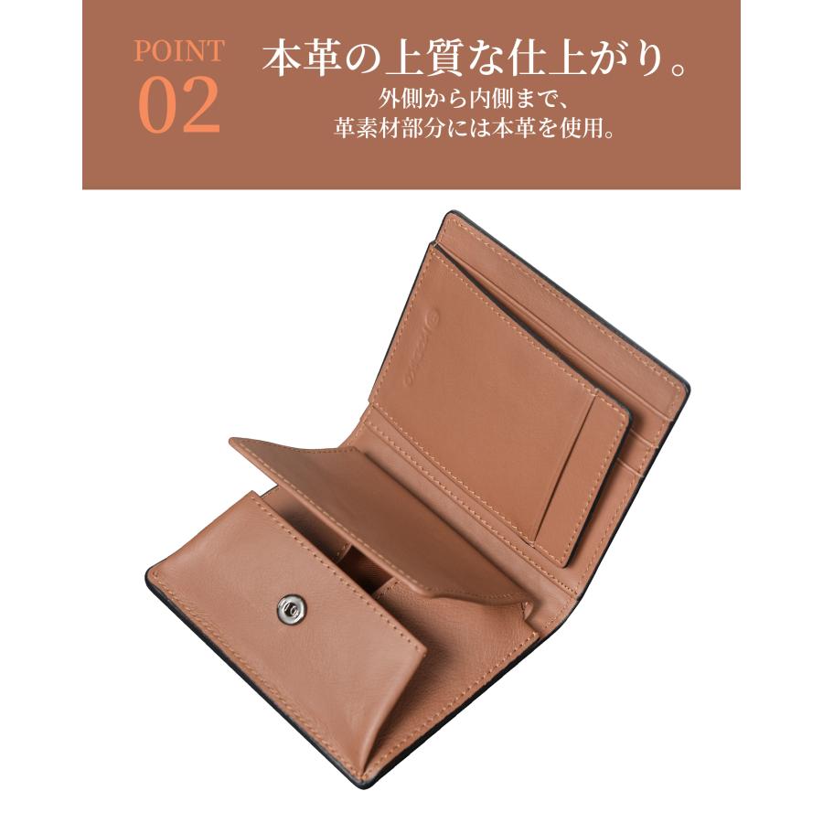 Modiko 財布 メンズ 二つ折り 本革 栃木レザー ミニ財布 コンパクト
