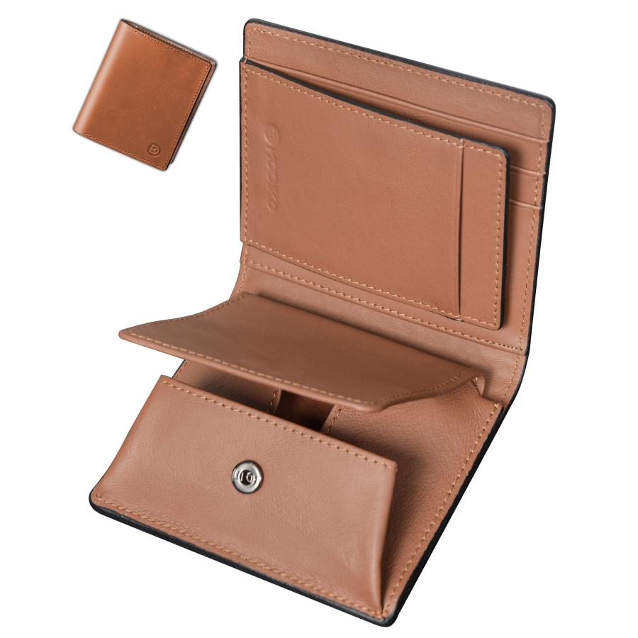 Modiko 財布 メンズ 二つ折り 本革 栃木レザー ミニ財布 コンパクト