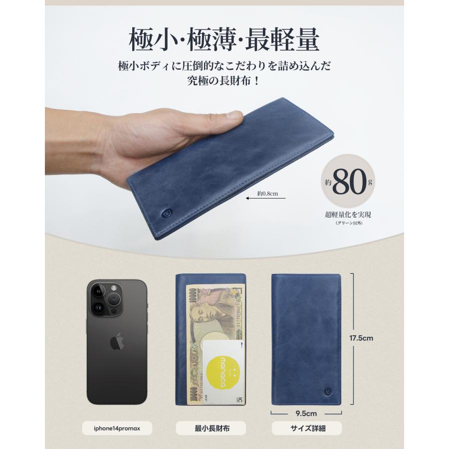 Modiko 財布 メンズ 長財布 本革 姫路レザー 薄型 コンパクト 小銭入れ