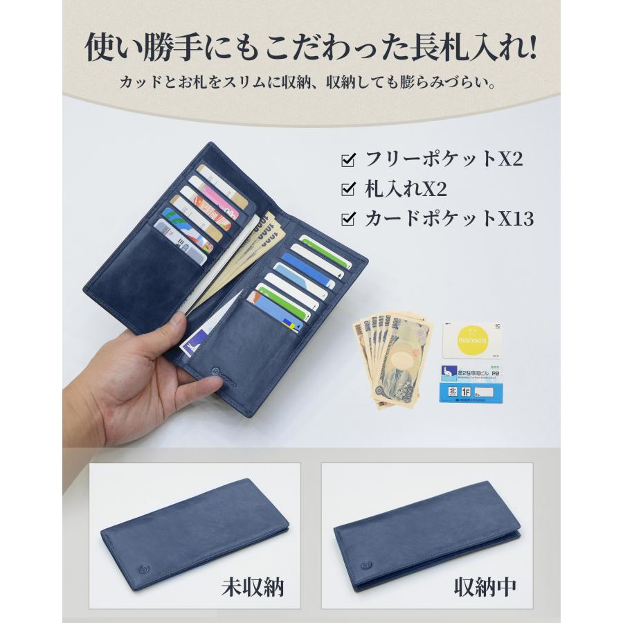 Modiko 財布 メンズ 長財布 本革 姫路レザー 薄型 コンパクト 小銭入れ