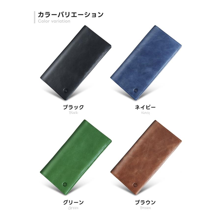 Modiko 財布 メンズ 長財布 本革 姫路レザー 薄型 コンパクト 小銭入れ